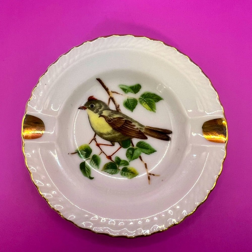 Vintage Songbird Ashtray - Hand painted in Japan - Porcelain